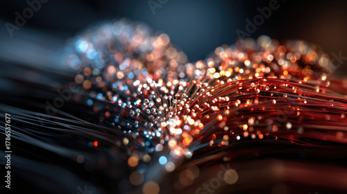 Abstract glowing data threa...