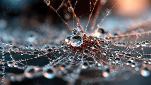 Macro dew on spiderweb made...