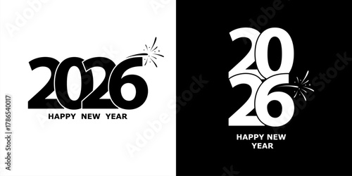 Happy new year 2026. Holiday greeting card vector design.