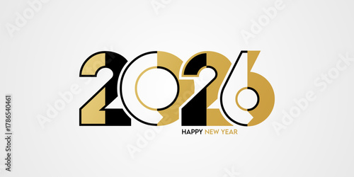 Happy new year 2026. Holiday greeting card vector design.