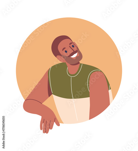 Dreamy positive man looking up