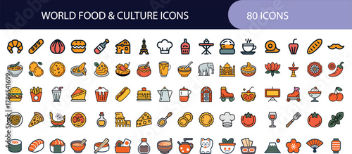 Global culinary and cultural icons for international diversity.