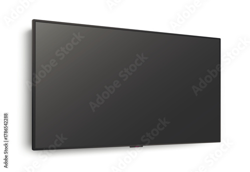 Television screen mockup with perspective view, isolated on white background