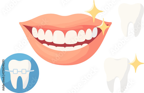 Perfect Smile and White Teeth – Dental Care and Orthodontic Health Illustration