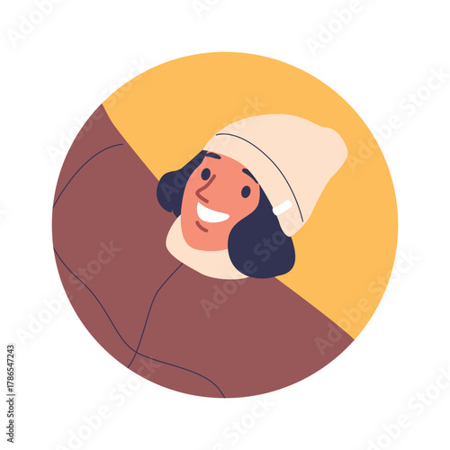 Cute teenage girl round frame