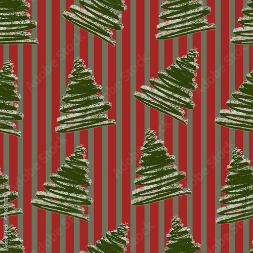 Obraz na płótnie Christmas pattern2 - Christmas tree and stripes - Rapport
