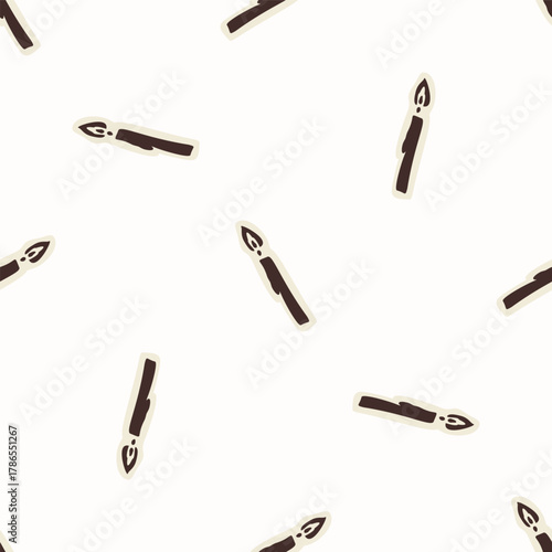 Religious prayer candle seamless vector pattern. Christian home decor background for sunday school bible study. Reflection lit candle all over print. 