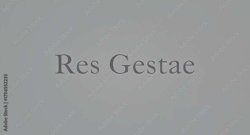 Fototapeta premium Elegant Latin phrase 'Res Gestae' embossed on a minimalist grey background