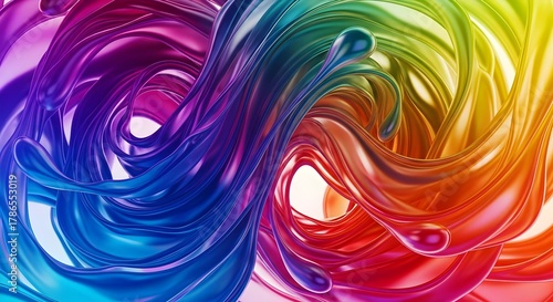 Fototapeta Naklejka Na Ścianę i Meble -  Colorful 3D liquid shapes morphing into a flowing abstract sculpture with realistic lighting