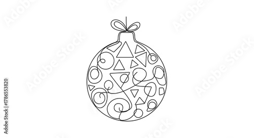 Decorative Christmas ornament with geometric patterns and bow  