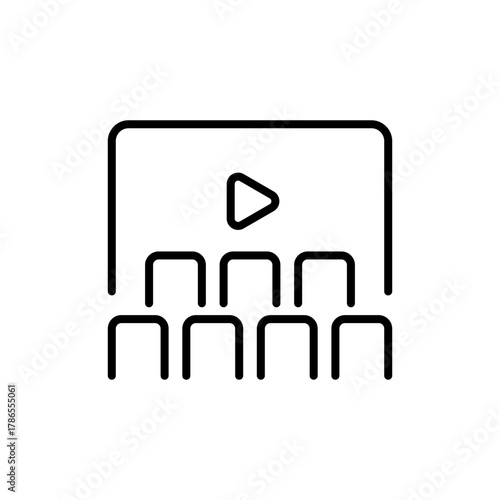 Cinema vector icon. editable line icon outline for theater, screen, movie, film