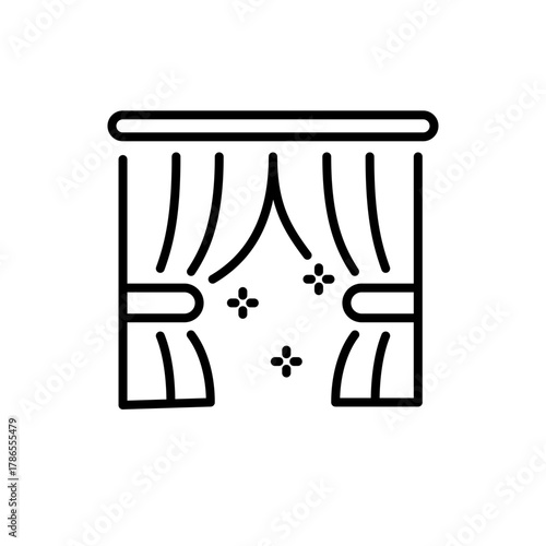 Curtain vector icon. editable line icon in outline style for home decor symbols
