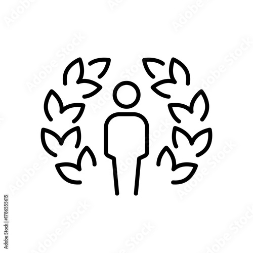Laurel wreath vector icon. editable line icon in outline style with award symbols