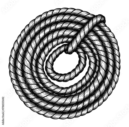 Coiled Rope Illustration A Detailed Circular Vector Graphic for Navigation and Sailing Design