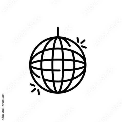 Disco ball vector icon. editable line icon with outline style, editable, thin