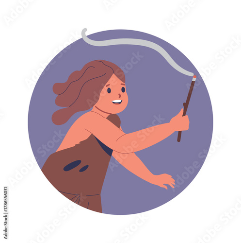 Stone age little girl frame