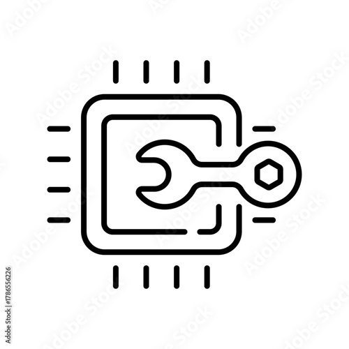 Circuit repair vector icon. editable line icon with outline style for tech tools