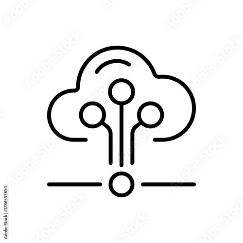 Cloud vector icon. editable line icon for tech, flat style, network, digital, cloud computing