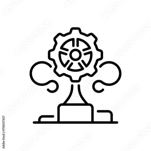 Steam engine vector icon: editable line icon, outline science and technology symbol