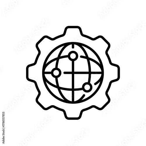 Globe vector icon. editable line icon, outline style with global, network, detailed