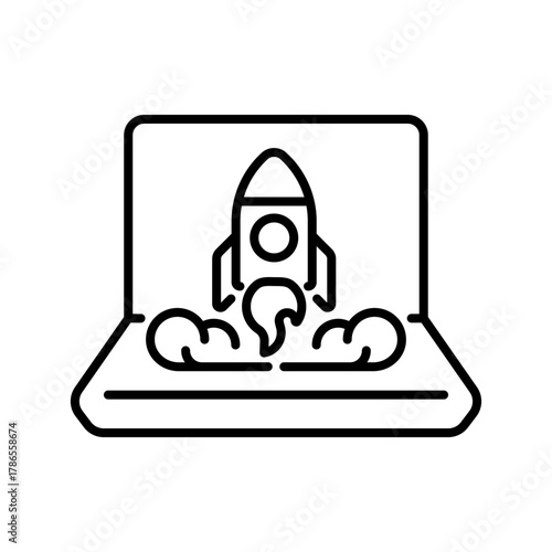 Startup launch vector icon. editable line icon in linear style for business innovation