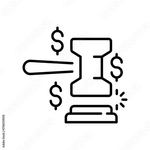 Auction vector icon. editable line icon with outline style for bidding and commerce