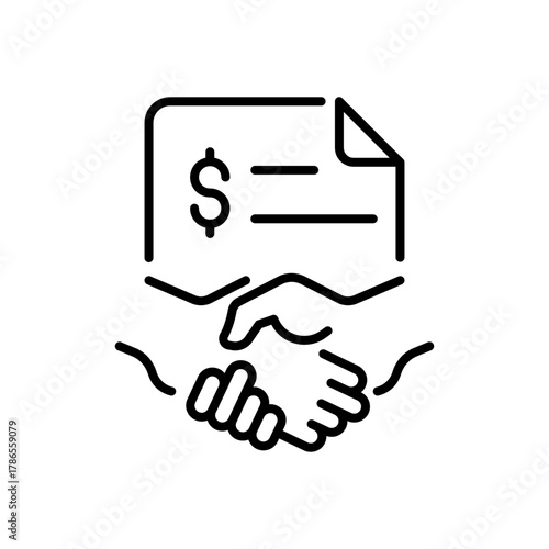 Contract vector icon. editable line icon, outline handshake agreement