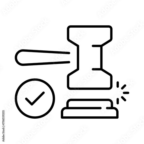 Justice vector icon. editable line icon, outline style with legal symbols