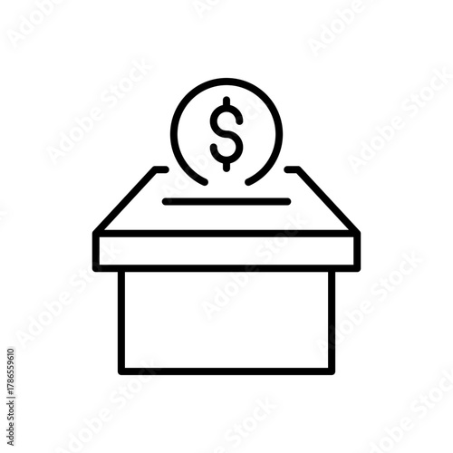 Donation box vector icon. editable line icon with outline and charity themes
