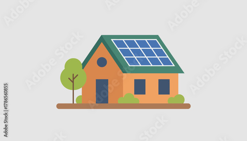 A smallscale residential solar panel array on a quaint home integrating seamlessly with the architecture and landscape.