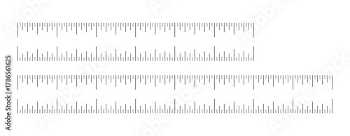 Measuring chart with 6 and 8 inches, ruler scale. Sewing tool with 6, 8 inches template. Length measurement height, distance, math.