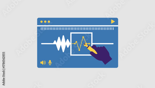 An illustration of digital waveform editing on a screen highlighting the intricate adjustments being made to a track before a performance.