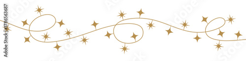 christmas golden garland with stars- vector illustration