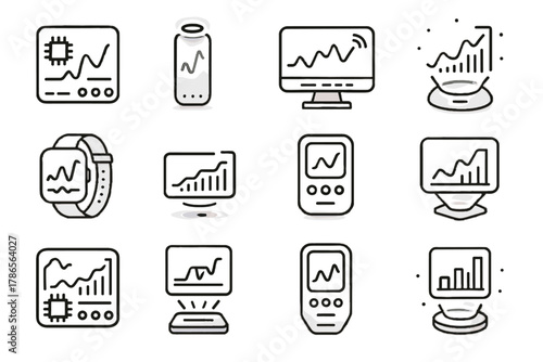 Tracker portable connected vector predictive interactive dashboard statistics icon data monitoring