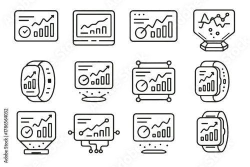 Device floating icon holographic statistics predictive tracker smart interactive display data vector