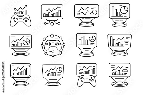 Interactive vector futuristic gaming digital icon tracker device panel predictive analytics holographic