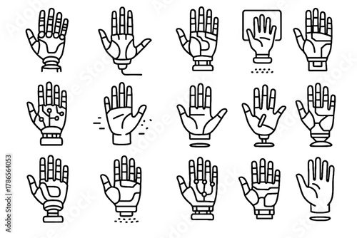 Gripper predictive robotic icon vector connected prosthetic robot holographic medical surgical futuristic