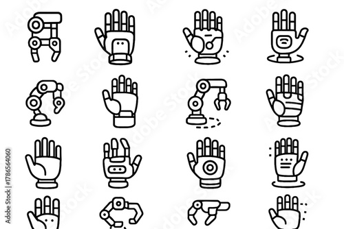 Manipulator robotic hand holographic icon vector dexterous gripper industrial compact pocket