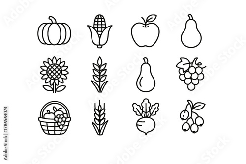 Turnip stalk harvest clothing cob barley vector pear bunch sunflower autumn icon
