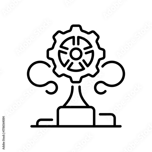 Gear vector icon. editable line icon, outline style, mechanism and engineering symbols