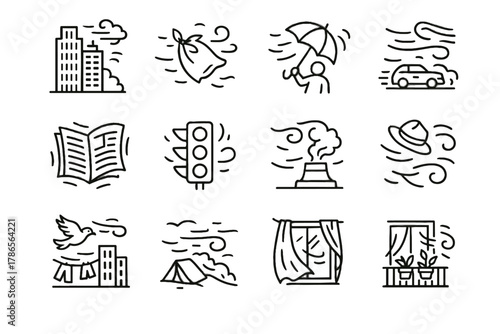 Icon mountain shaking vector flying winds newspaper light trash hat tunnel traffic