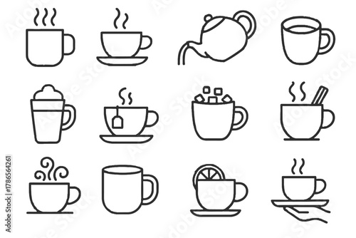 Steaming cup icon icons drink lemon vector slice foam latte mug handle