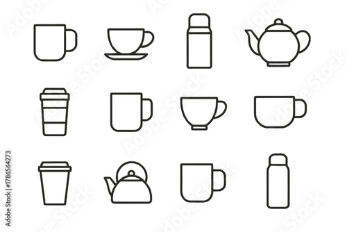 Thermos vector icon glass hot icons bottle small ceramic porcelain mug cup