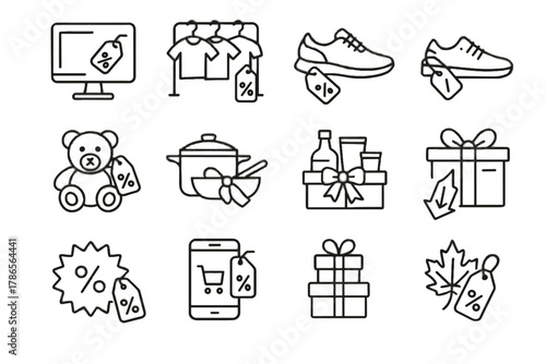 Bundles icon sale stickers kitchenware signs offers racks vector tags collection icons