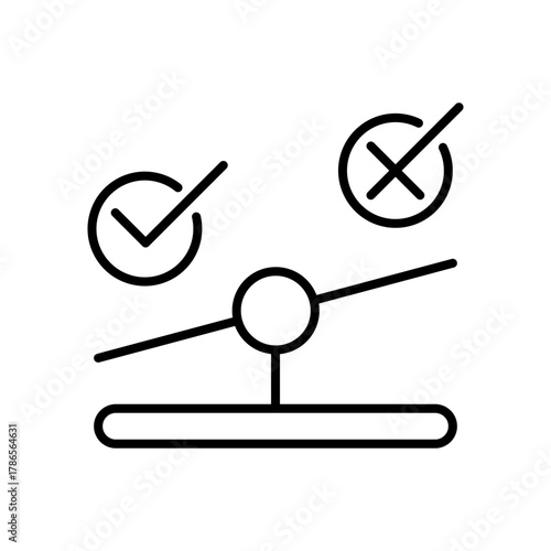 Scales vector icon: editable line icon, outline style, balance, weighing, justice