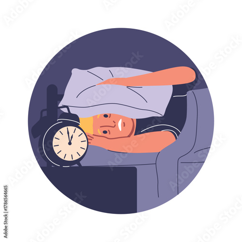 Sleepless man covering ears frame