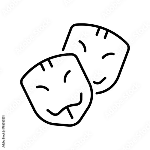 Mask vector icon. editable line icon in outline style for theater, drama, comedy, tragedy