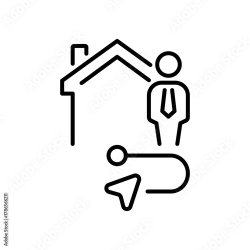 Real estate vector icon: editable line icon for home property, outline style