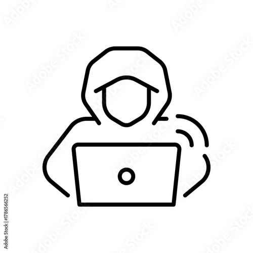 Hacker vector icon. editable line icon for security, network, surveillance