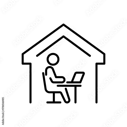 Coworking space vector icon. editable line icon with outline office scene styling